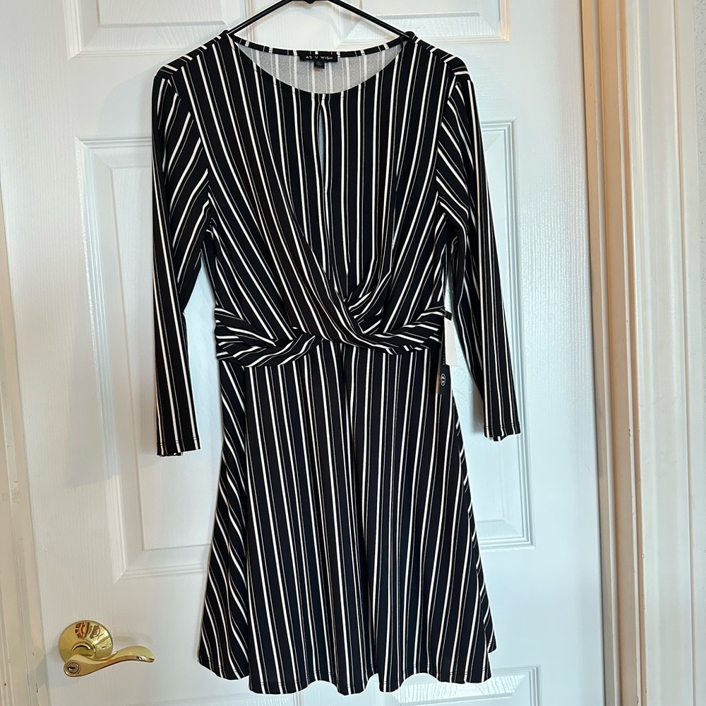 As U Wish- Black & white stripe dress size Large